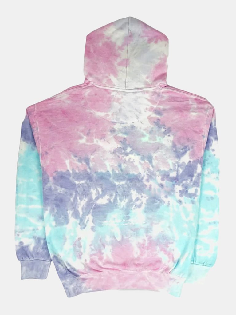 Colortone Unisex Rainbow Tie Dye Pullover Hoodie (Purple/Blue/Pink)