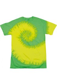 Colortone Womens/Ladies Rainbow Tie-Dye Short Sleeve Heavyweight T-Shirt (Fluorescent Yellow/ Lime) - Fluorescent Yellow/ Lime