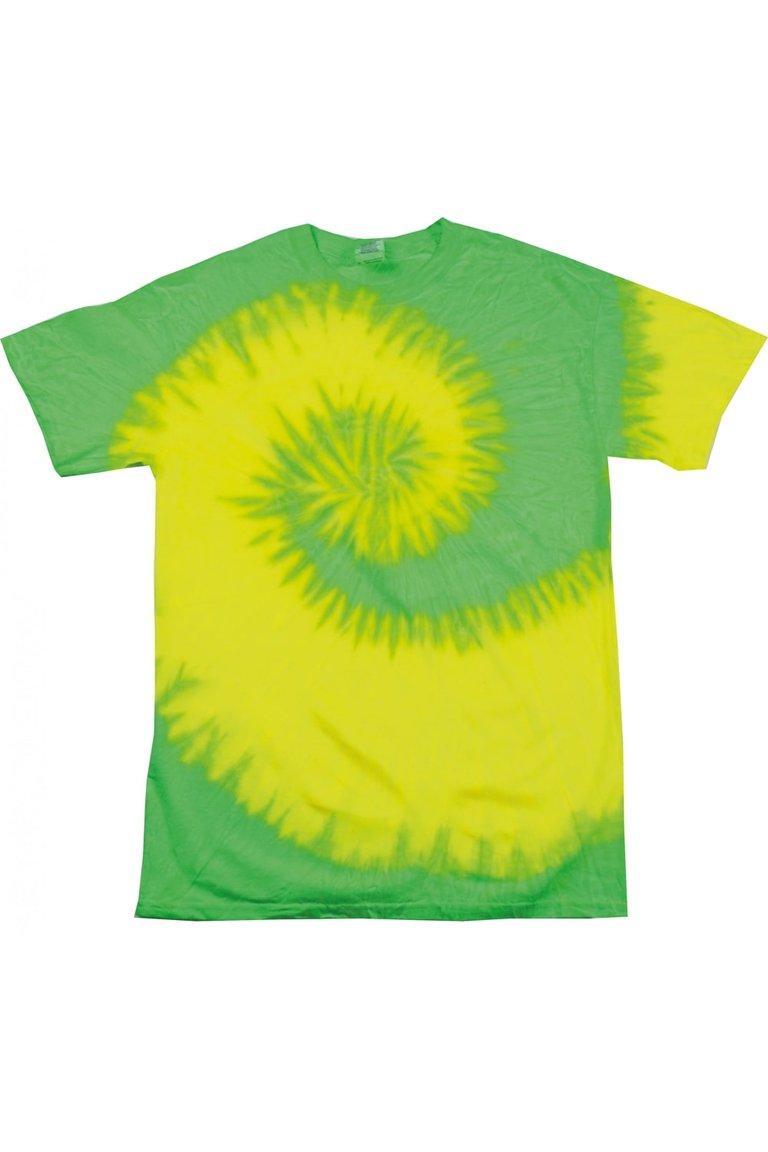 Colortone Womens/Ladies Rainbow Tie-Dye Short Sleeve Heavyweight T-Shirt (Fluorescent Yellow/ Lime) - Fluorescent Yellow/ Lime