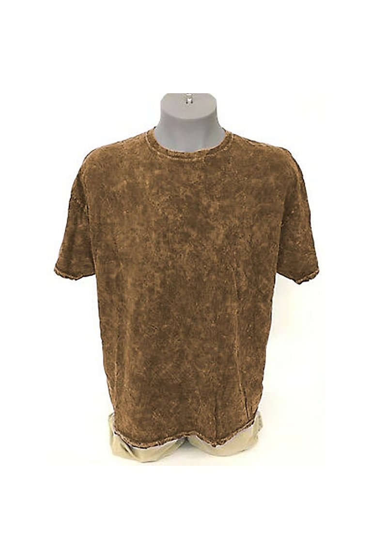 Mens Mineral Wash Short Sleeve Heavyweight T-Shirt - Brown