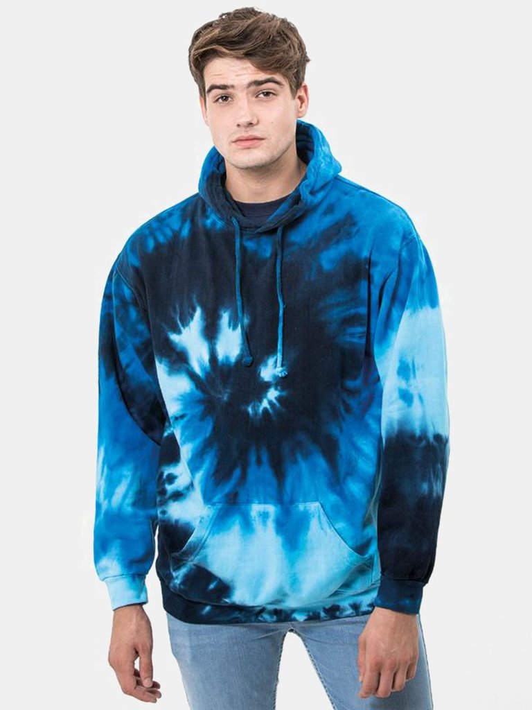 Unisex Rainbow Tie Dye Pullover Hoodie - Blue Ocean