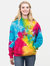 Unisex Rainbow Tie Dye Pullover Hoodie - Multi Rainbow