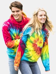 Unisex Rainbow Tie Dye Pullover Hoodie - Rainbow