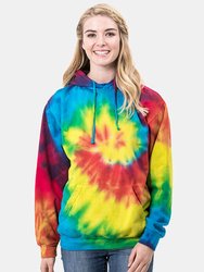 Unisex Rainbow Tie Dye Pullover Hoodie - Rainbow