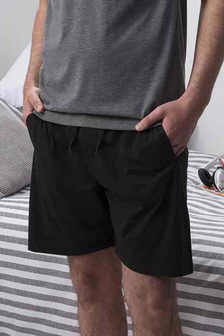 Comfy Co Mens Elasticated Lounge Shorts (Black)
