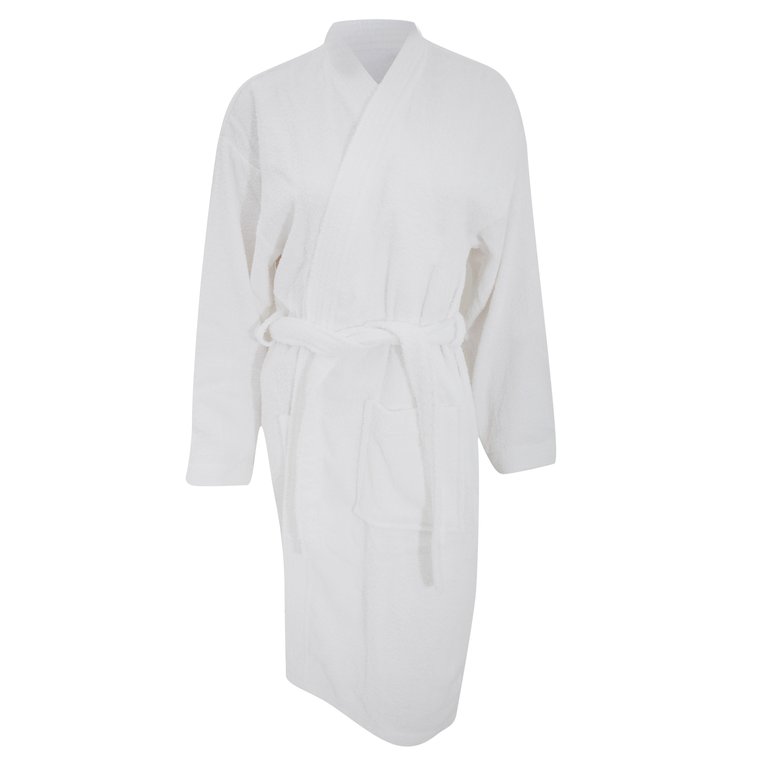 Comfy Unisex Co Bath Robe / Loungewear (White) (S/M (Length 47inch)) - White