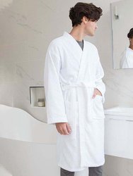 Comfy Unisex Co Bath Robe / Loungewear (White) (S/M (Length 47inch))