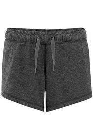Womens/Ladies Elasticated Lounge Shorts - Charcoal - Charcoal
