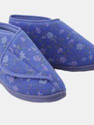 Womens/Ladies Andrea Floral Bootee Slippers - Blue