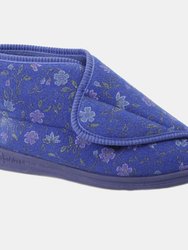 Womens/Ladies Andrea Floral Bootee Slippers - Blue - Blue