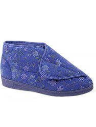 Womens/Ladies Andrea Floral Bootee Slippers - Blue