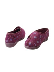 Womens/Ladies Davina Floral Superwide Slippers - Wine