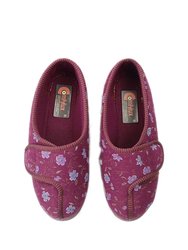 Womens/Ladies Davina Floral Superwide Slippers - Wine - Wine