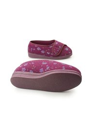 Womens/Ladies Davina Floral Superwide Slippers - Wine