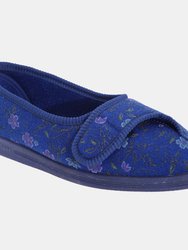 Womens/Ladies Diana Floral Slippers - Blue - Blue