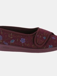 Womens/Ladies Diana Floral Slippers - Wine