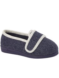 Womens/Ladies Eliza Superwide Touch Fastening Slipper - Navy - Navy