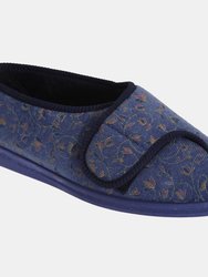 Womens/Ladies Helen Floral Superwide Slippers - Blueberry - Blueberry