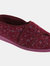 Womens/Ladies Helen Floral Superwide Slippers - Wine - Wine