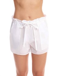 Cotton Voile Pleated Short - White