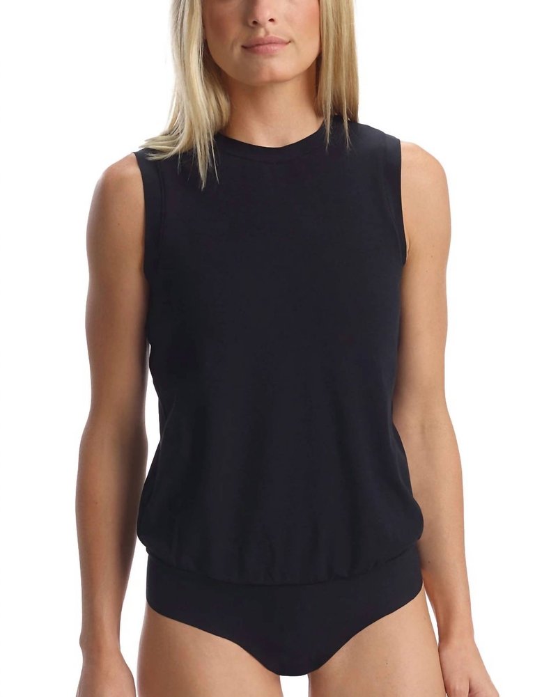 Essential Cotton Muscle Bodysuit - Black