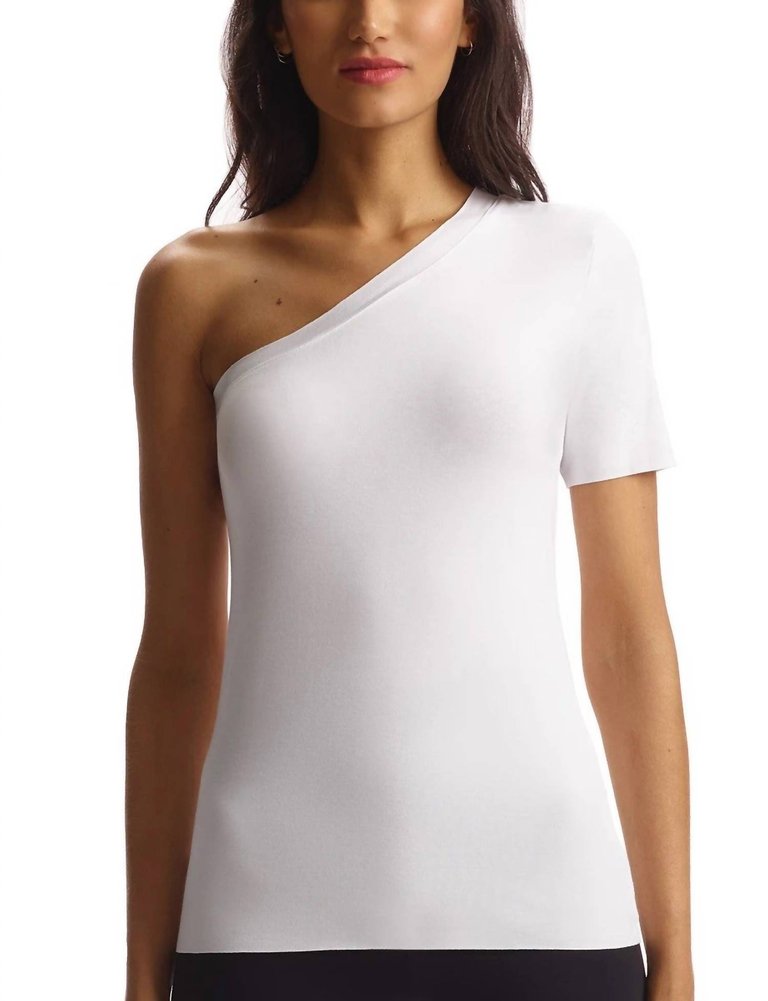 Essential Cotton One-Shoulder Tee - White