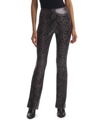 Faux Leather Animal Flared Legging - Gray Snake