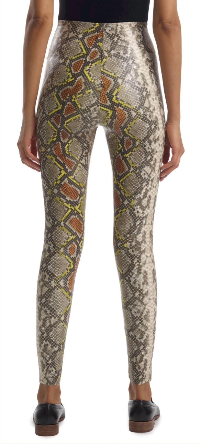Faux Leather Animal Legging W Perfect Control In Neon Snake