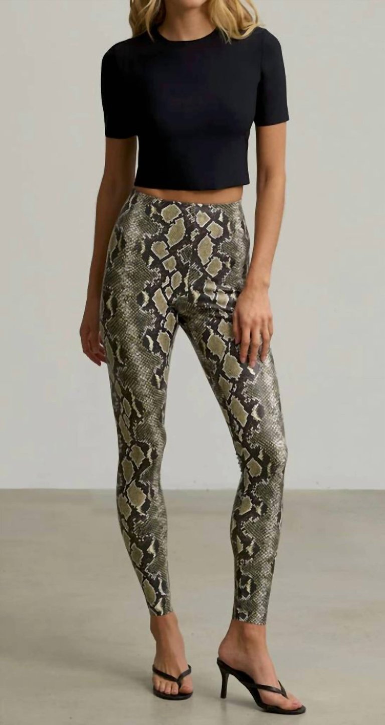 Faux Leather Animal Legging W Perfect Control In Neon Snake - Neon Snake