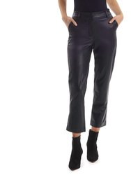 Faux Leather Cropped Trousers - Black