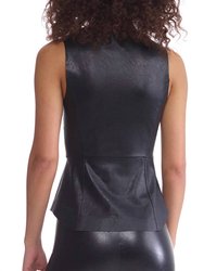 Faux Leather Peplum Shell Top