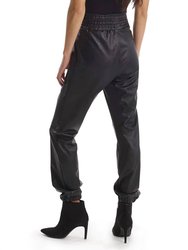 Faux Leather Smocked Jogger