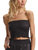 Faux Leather Smocked Tube Top - Black