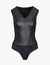 Faux Leather V-Neck Bodysuit In Black - Black