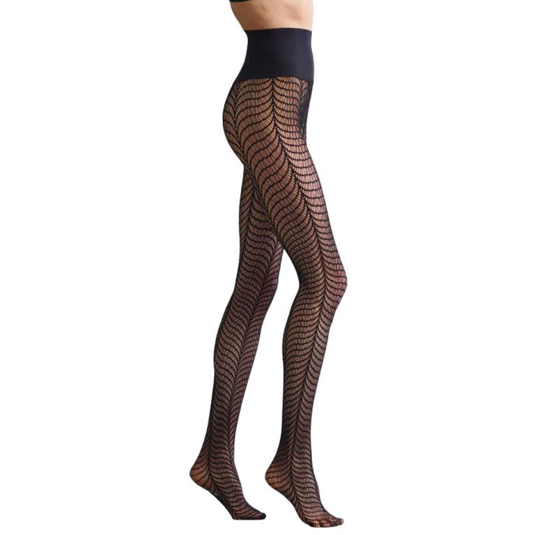 Ikat Net Tights In Black - Black