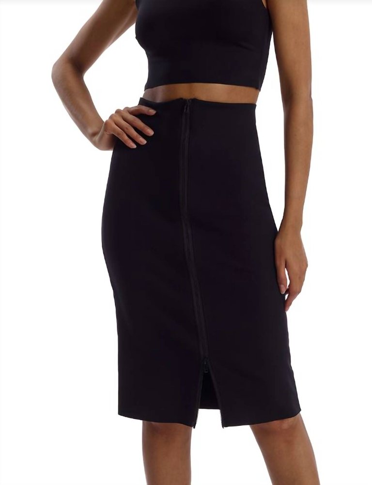 Neoprene Ceo Reversible Zip Skirt In Black - Black