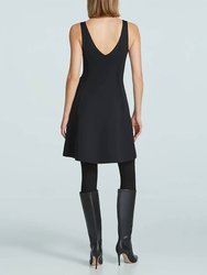 Neoprene V-Neck Founder Dress In Black