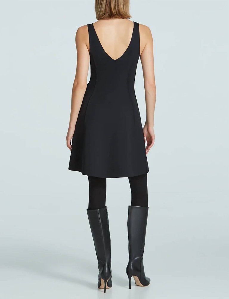 Neoprene V-Neck Founder Dress In Black