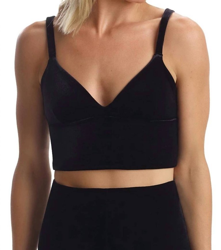 Velvet Longline Bralette - Black