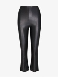 Women's Faux Leather Crop Flare Leggings