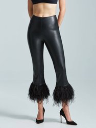Women's Faux Leather Feather Crop Flare Legging
