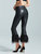 Women's Faux Leather Feather Crop Flare Legging