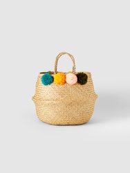 Pom Pom Belly Basket - Natural