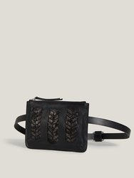 Laced Up Zip Top Top Belt Bag in Black