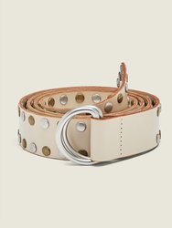 Studded Long Knot Belt In Vanilla Leather