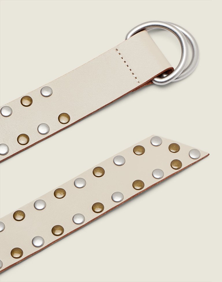 Studded Long Knot Belt In Vanilla Leather - Vanilla