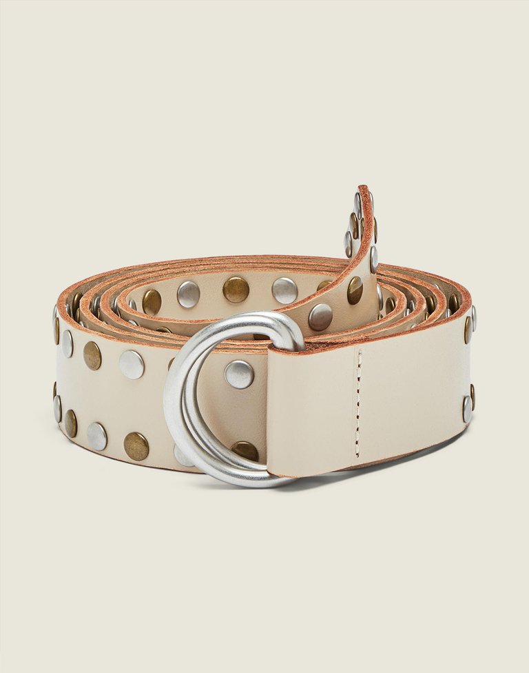 Studded Long Knot Belt In Vanilla Leather