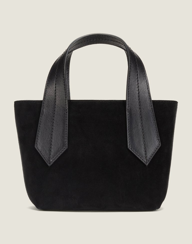 Tab Tote Mini in Black Suede