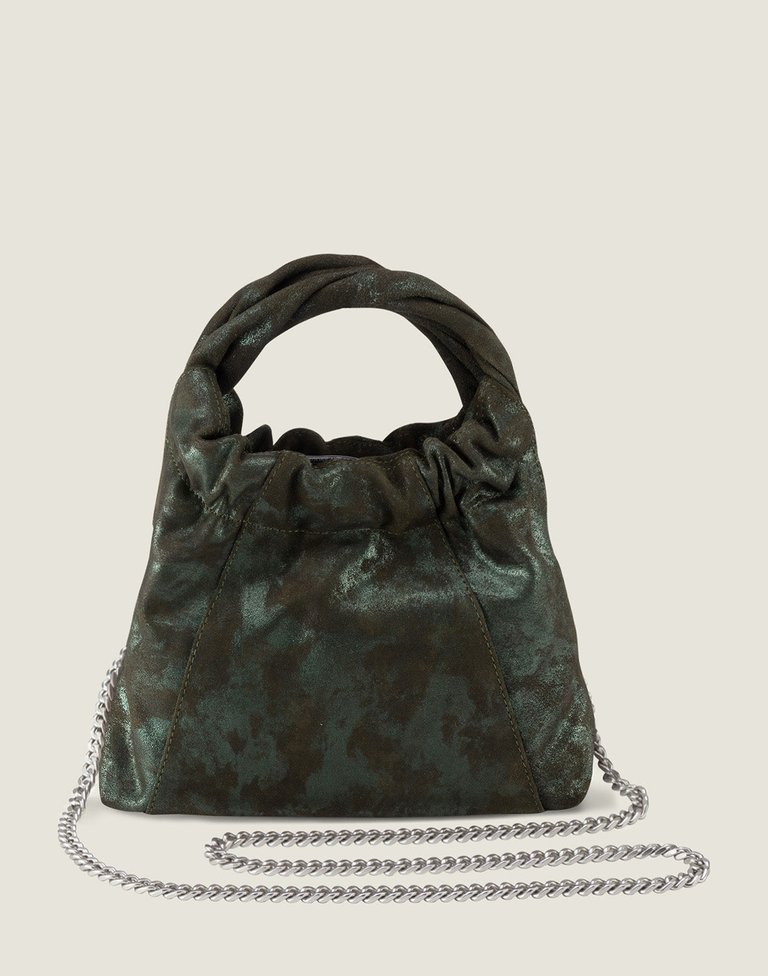 Twist Handle Mini with Chain Strap in Green Metallic - Green