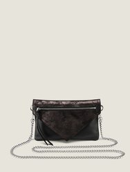 Wearable Wallet Belt Bag with Chain Strap in Black Metallic - Black